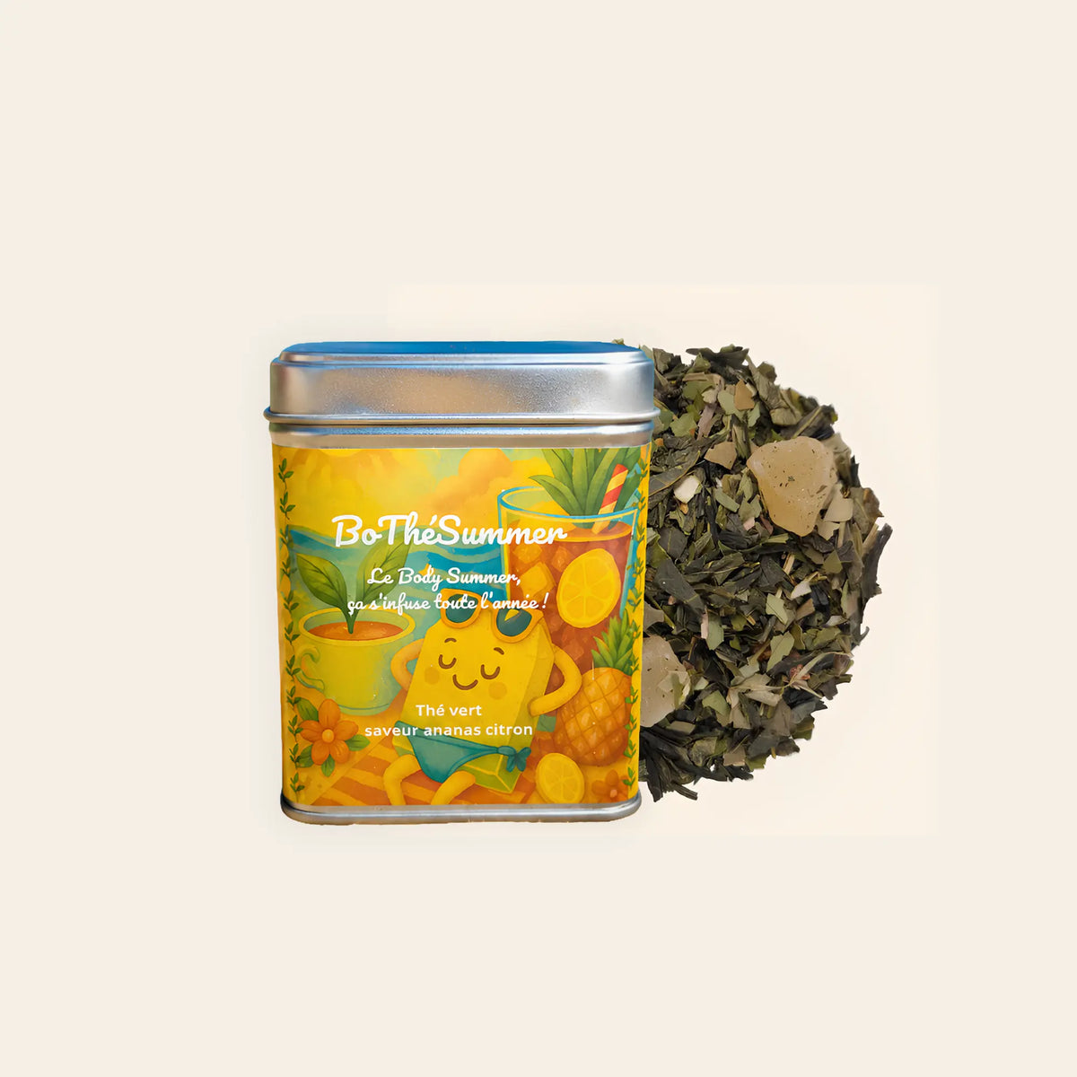Boîte BoThéSummer, thé vert en vrac saveur ananas et citron, La Bibliothéière