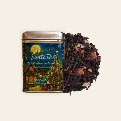 Boîte SantaThé, thé Pu Erh en vrac saveur gâteau de Noël, La Bibliothéière